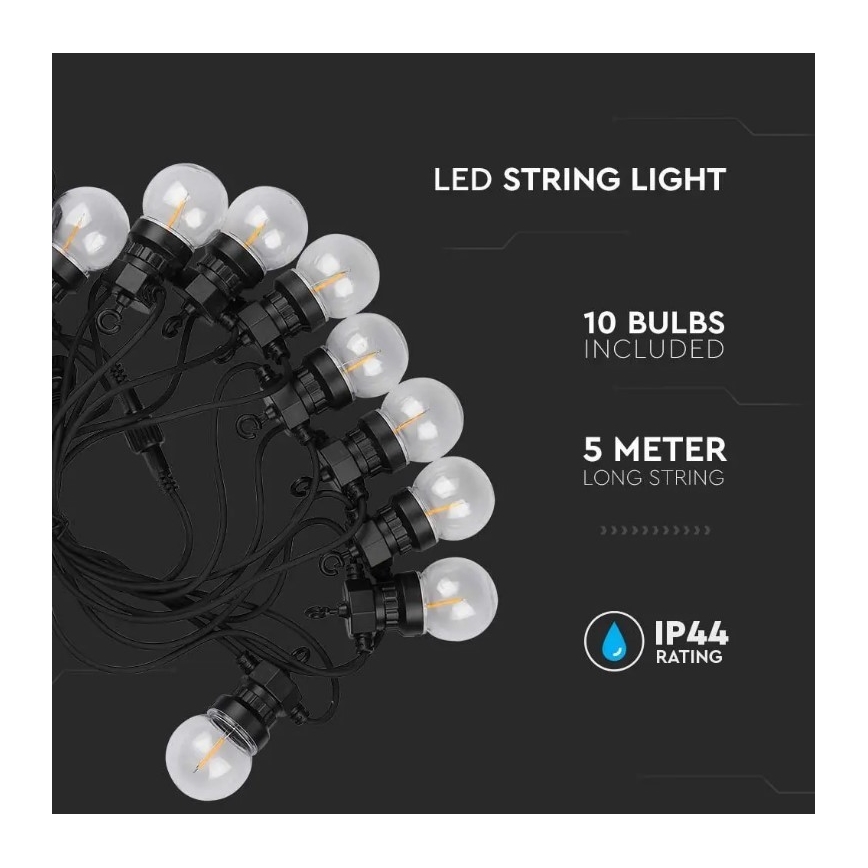 LED Екстериорни лампички STRING 5м 10xLED/0,4W/24/230V 3000K IP44
