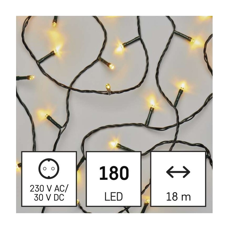 LED Екстериорни Коледни лампички 180xLED/8 режима 23м IP44 топло бяло