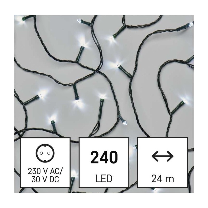 LED Екстериорни Коледни лампички 240xLED/8 режима 29м IP44 студено бяло