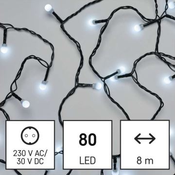 LED Екстериорни Коледни лампички 80xLED/13м IP44 студено бели