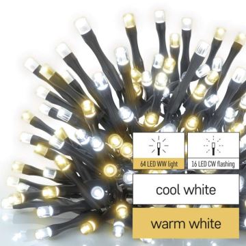 LED Екстериорни Коледни лампички 80xLED/2 функции 13м IP44 топло/студено бяло