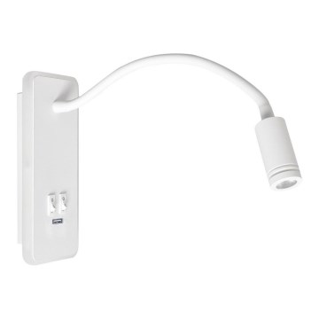 LED Гъвкав wall малко лампа с USB BASE 1xLED/8W+1xLED/2W/230V бял