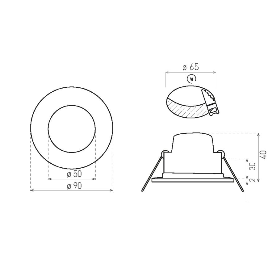 LED Лампа за вграждане в баня BONO LED/5W/230V 3000K IP65 бял