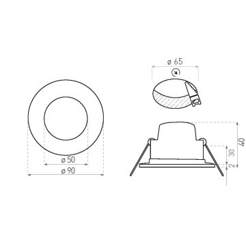 LED Лампа за вграждане в баня BONO LED/5W/230V 3000K IP65 черен