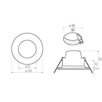 LED Лампа за вграждане в баня BONO LED/8W/230V 3000K IP65 черен