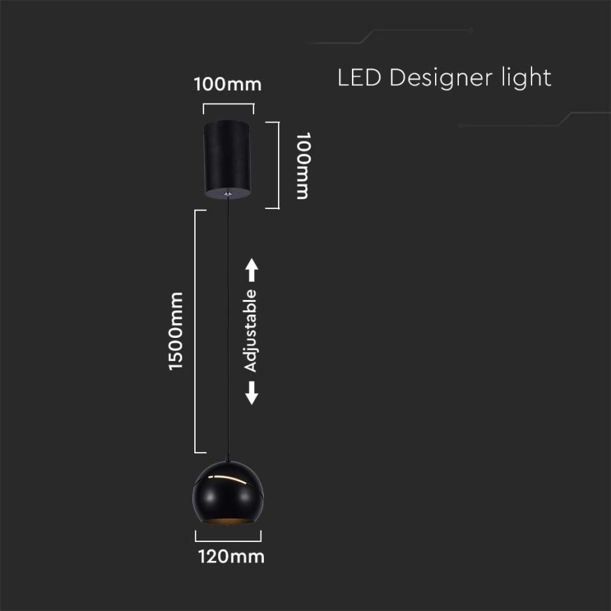LED Пендел докосване LED/8,5W/230V 3000K черен