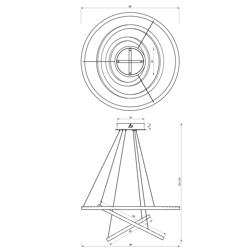 LED Пендел GALAXIA LED/85W/230V златист