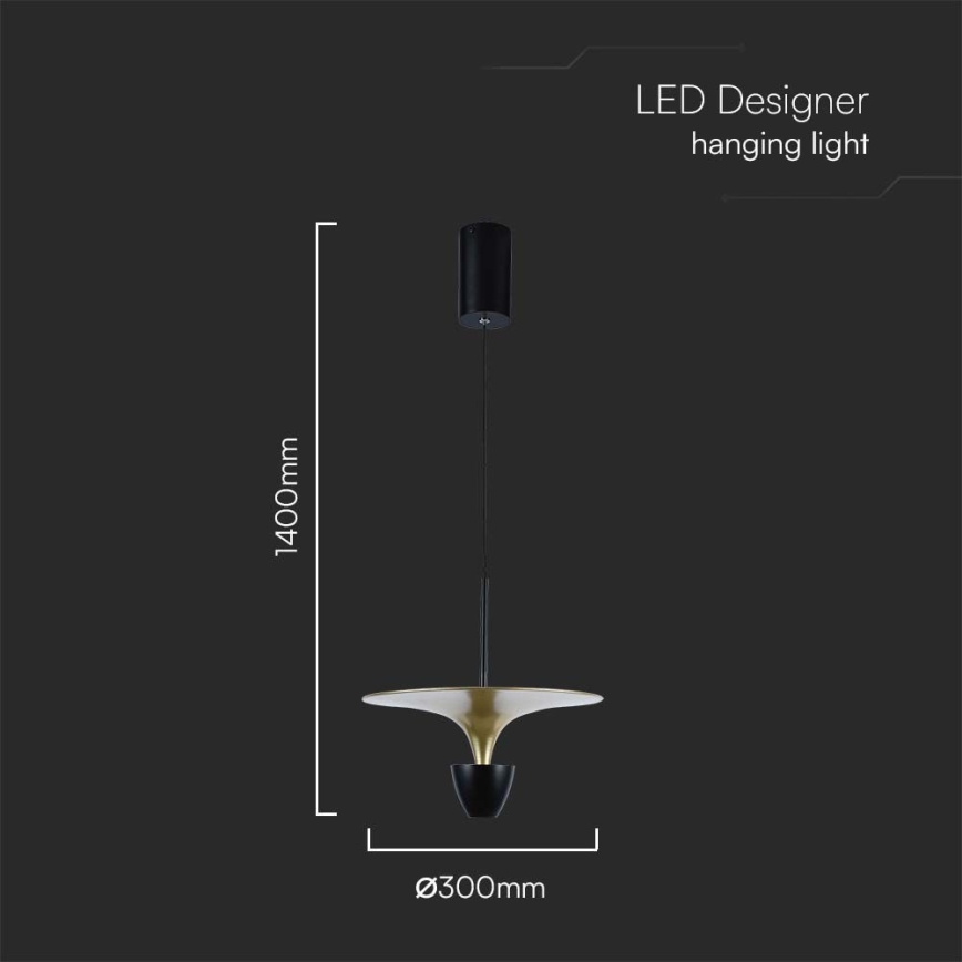 LED Пендел LED/9W/230V 3000K черен/златист