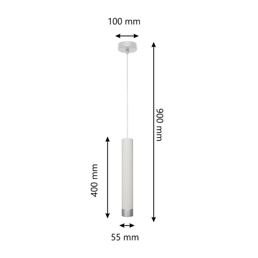 LED Пендел TUBA 1xGU10/6,5W/230V бял/матов хром