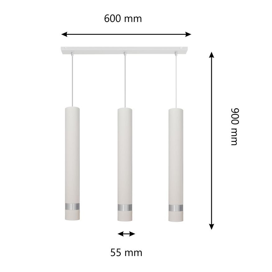 LED Пендел TUBA 3xGU10/6,5W/230V бял/матов хром