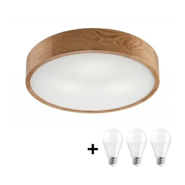 LED Плафон OAK 3xE27/10W/230V дъб Ø 47 см