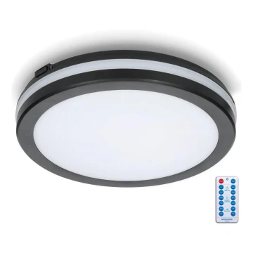 LED Плафон за баня със сензор LED/18W/230V 3000/4000/6500K IP65 Ø 30 см черен + дистанционно управление