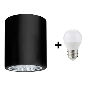 LED Плафониера JUPITER 1xE27/6W/230V 120x98 mm черен