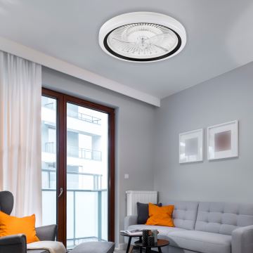 LED Димируем плафон с вентилатор GEMMA LED/37W/230V бял + дистанционно управление