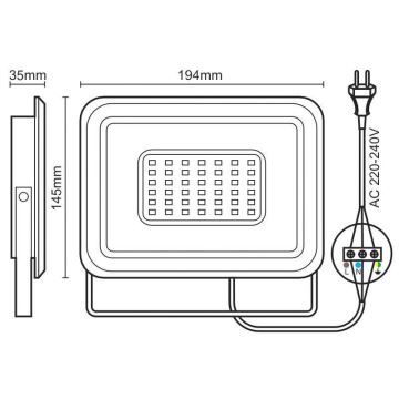 LED Прожектор LED/50W/230V 4000K IP65