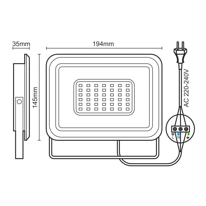 LED Прожектор LED/50W/230V 4000K IP65