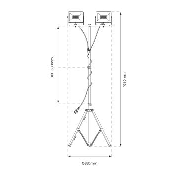 LED Прожектор със стойка 2xLED/50W/230V 4000K IP44