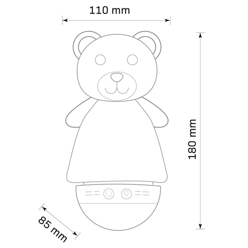 LED RGB Детска малка нощна лампа с melody 3xAAA/5V мечка