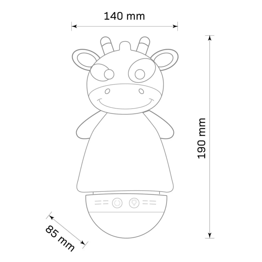 LED RGB Детска малка нощна лампа с melody 3xAAA/5V жираф