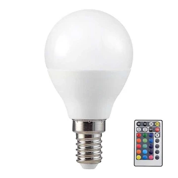 LED RGB Димируема крушка P45 E14/4,8W/230V 3000K + дистанционно