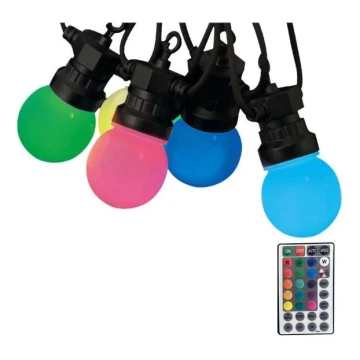 LED RGB Екстериорни лампички STRING 13 m 15xLED/0,5W/230V IP44 + дистанционно управление