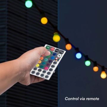 LED RGB Екстериорни лампички STRING 13 m 15xLED/0,5W/230V IP44 + дистанционно управление