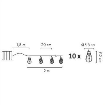 LED Solar екстериорен верига 10xLED/1xAAA 4,8 m IP44