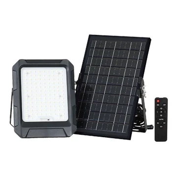 LED Solar прожектор LED/10W/3,7V IP65 4000K черен + дистанционно управление