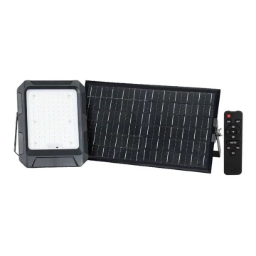 LED Solar прожектор LED/15W/3,7V IP65 4000K черен + дистанционно управление