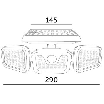 LED Соларен аплик със сензор LED/1,5W/3,7V 6000K IP44