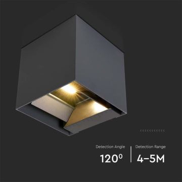 LED Соларен аплик със сензор LED/3W/3,7V IP65 3000K черен