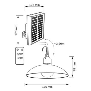 LED Соларна лампа CELINA LED/1,8W/3,7V IP44 + дистанционно управление