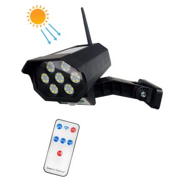 LED Соларна макетна охранителна камера със сензор LED/3,7V IP44 черен + дистанционно управление