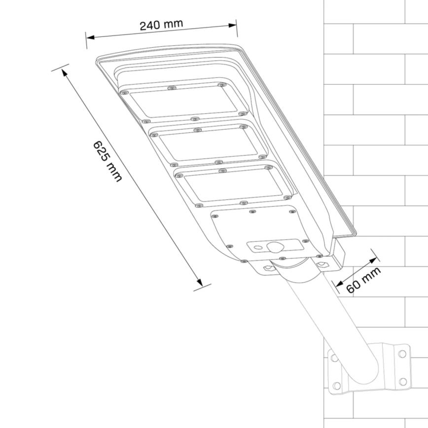 LED Соларна улична лампа със сензор STREET LED/10W/3,2V IP65 + дистанционно управление