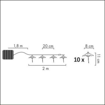 LED Соларна верига 10xLED/1,2V 3,8 м IP44 deštníky