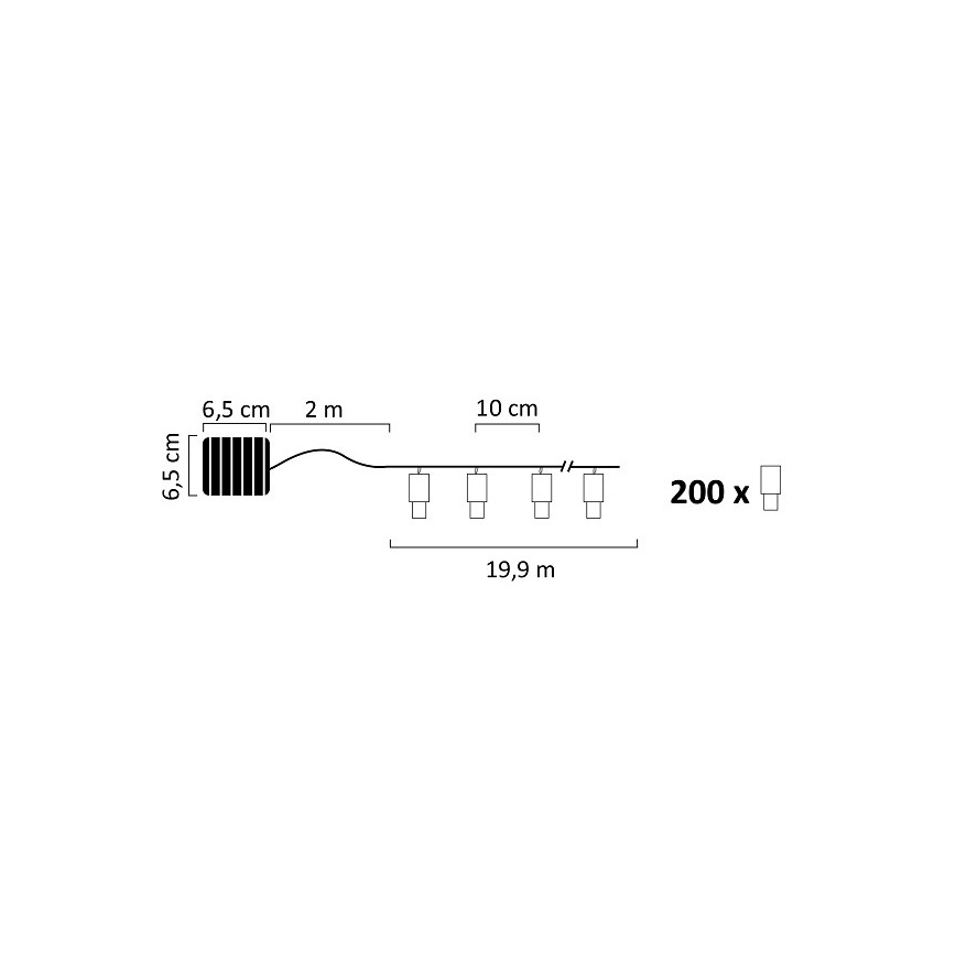 LED Соларна верига SHINE 200xLED/1,2V 21,9 м IP44