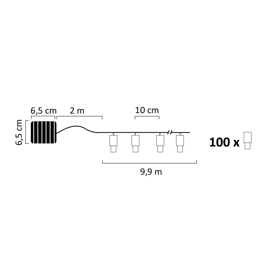 LED Соларна верига SHINE MULTI 100xLED/1,2V 11,9 м IP44