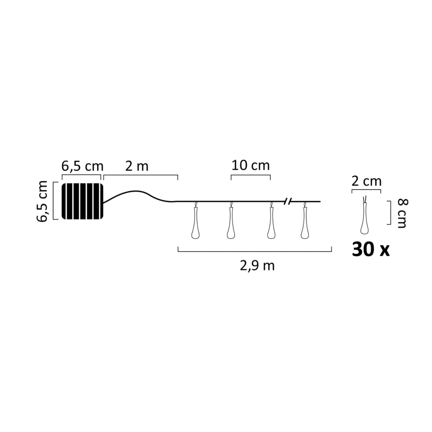 LED Соларни лампички ICE 30xLED/1,2V IP44