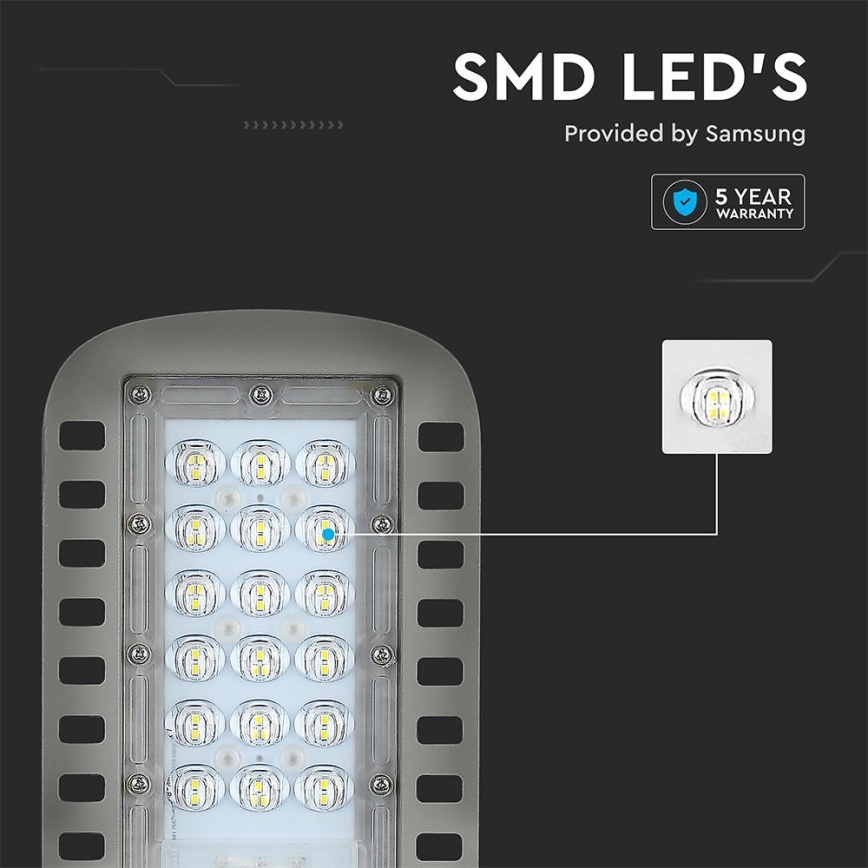 LED Улична лампа SAMSUNG CHIP LED/30W/230V 6500K сив