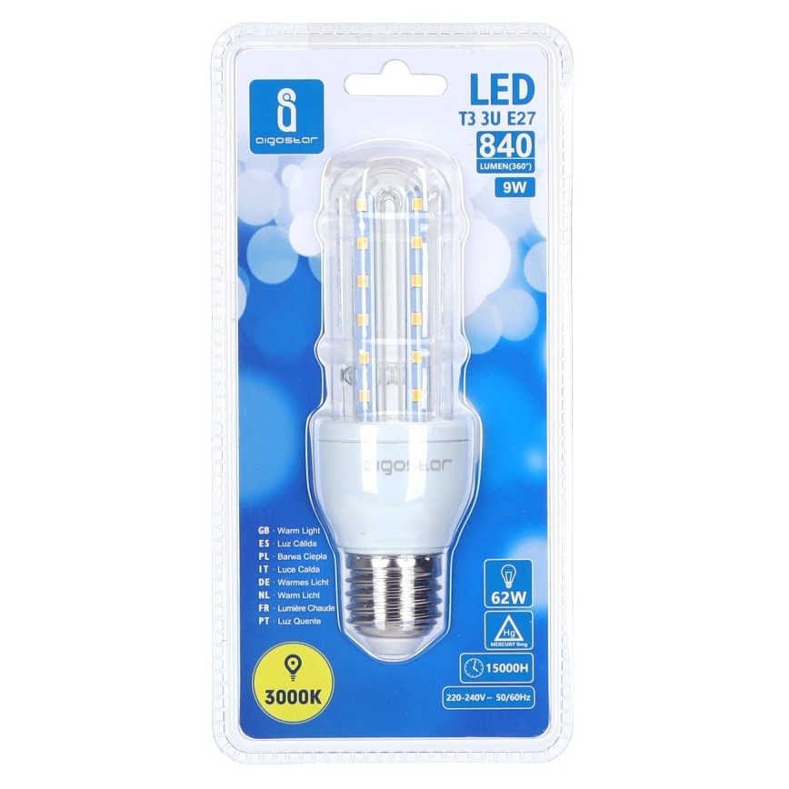 LED Крушка E27/9W/230V 3000K - Aigostar