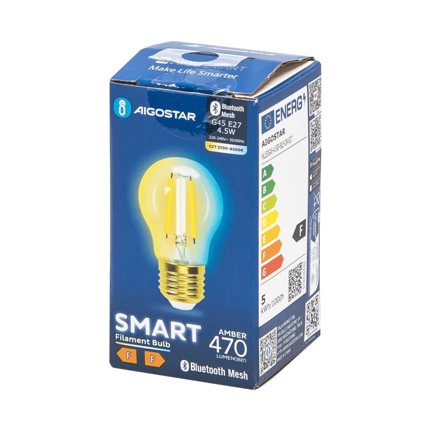 LED Крушка FILAMENT G45 E27/4,5W/230V 2700-6500K - Aigostar