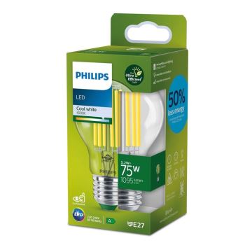 LED Крушка FILAMENT Philips A70 E27/5,2W/230V 4000K