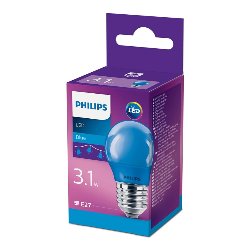 LED Крушка  Philips P45 E27/3,1W/230V син