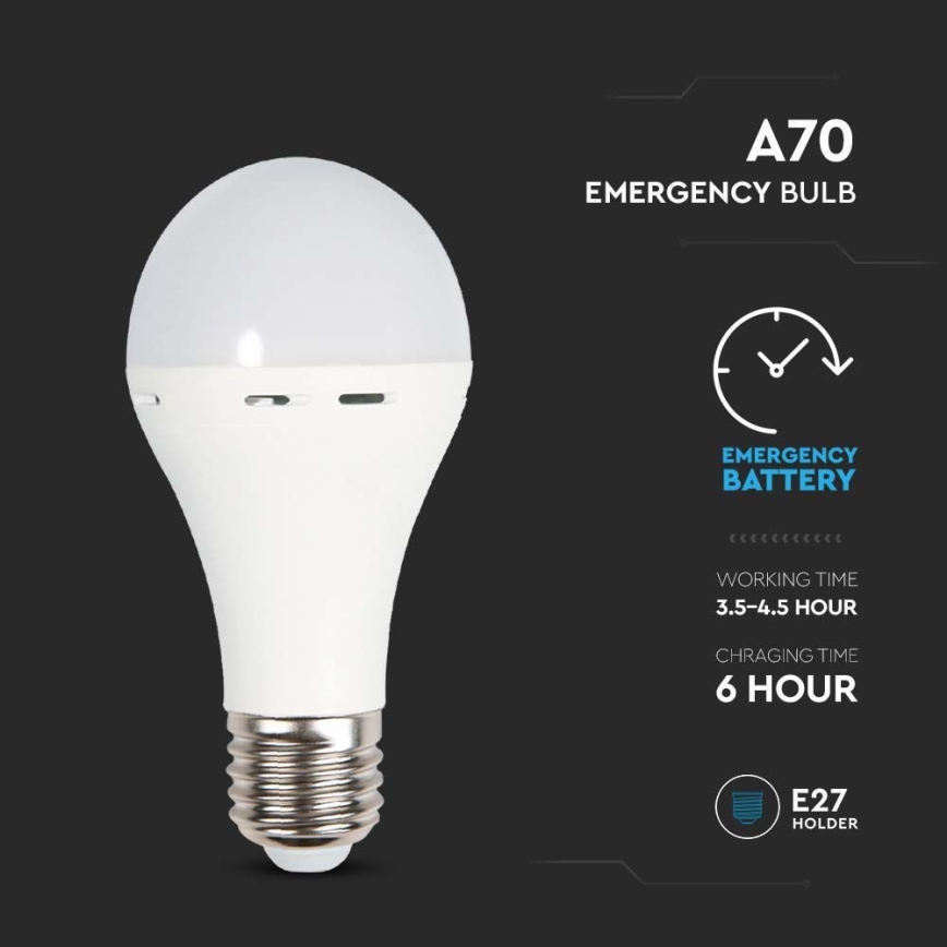 LED Крушка с авариен режим A70 E27/9W/230V 4000K