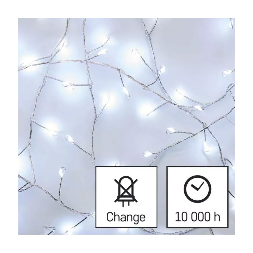 LED Коледни лампички 100xLED/3xAA 2,7м студено бели