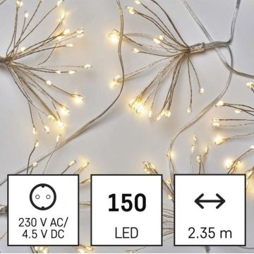 LED Коледни лампички 150xLED/5,35с топло бяло