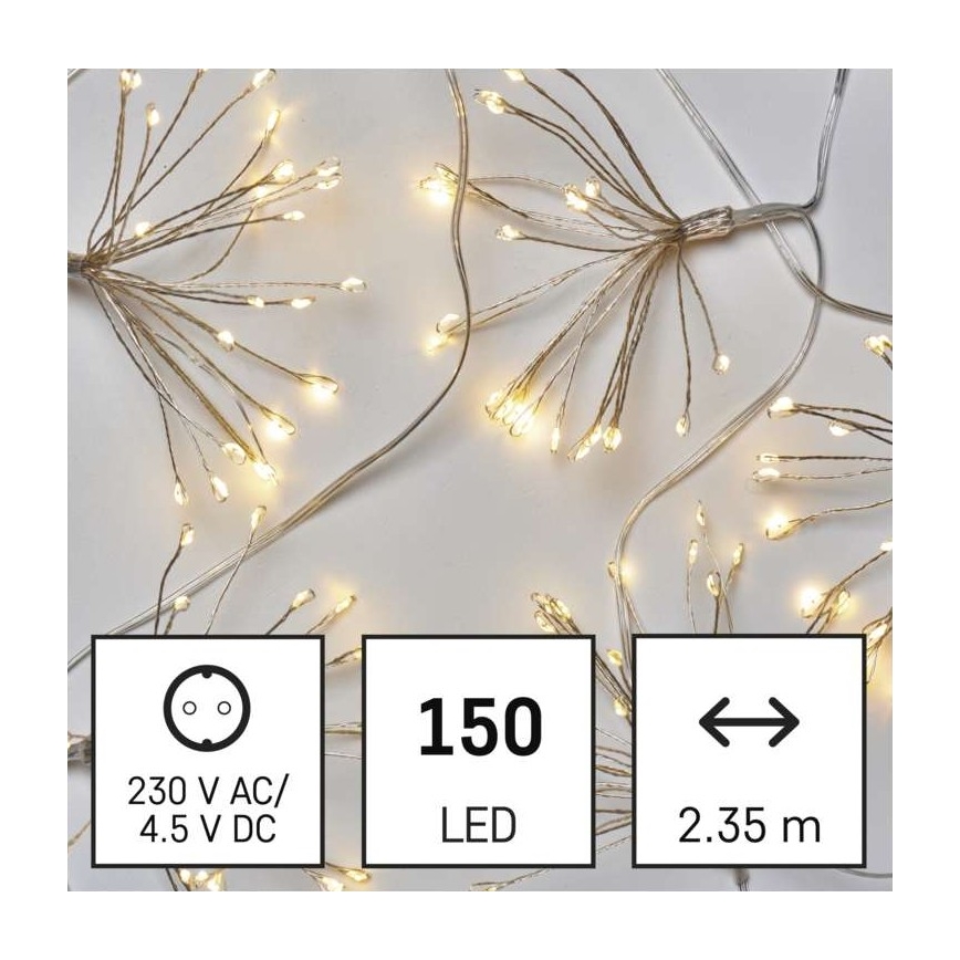 LED Коледни лампички 150xLED/5,35с топло бяло