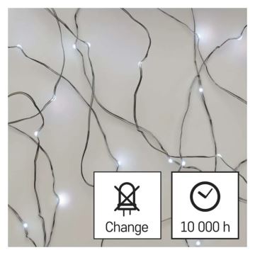 LED Коледни лампички 20xLED/2xAA 2,4m студено бял