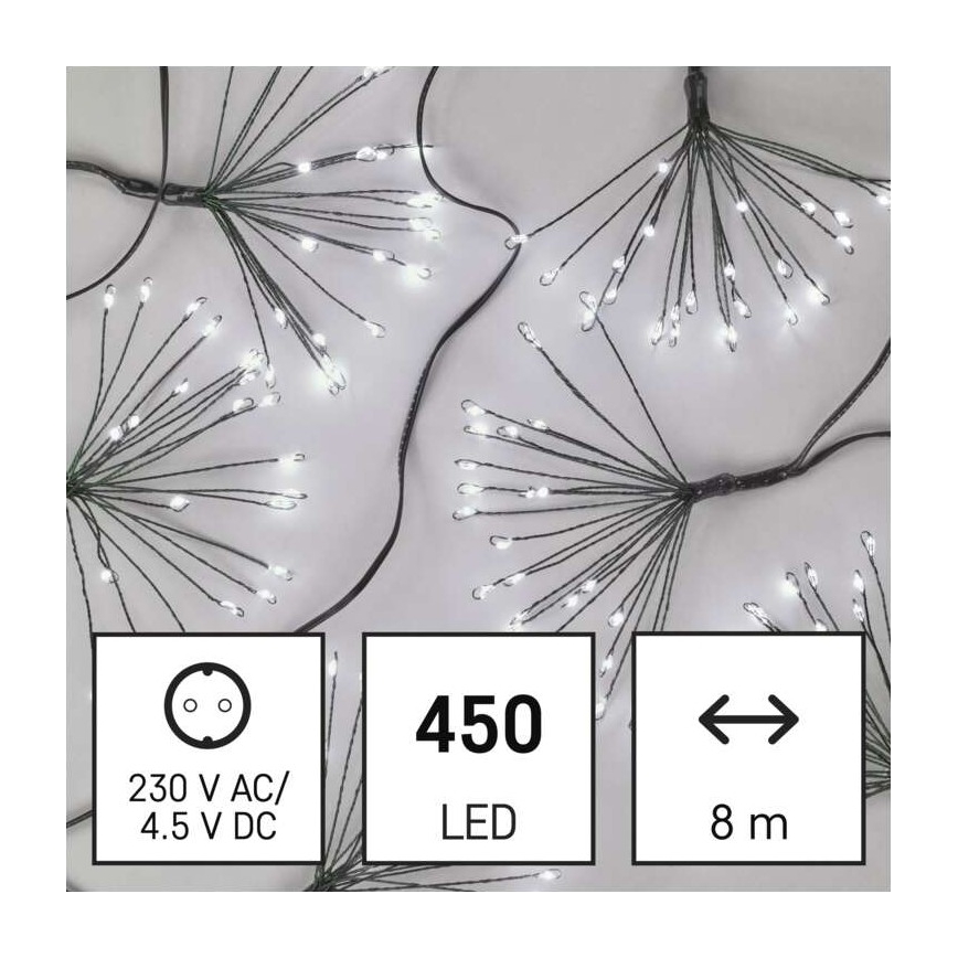 LED Коледни лампички 450xLED/11м студено бяло