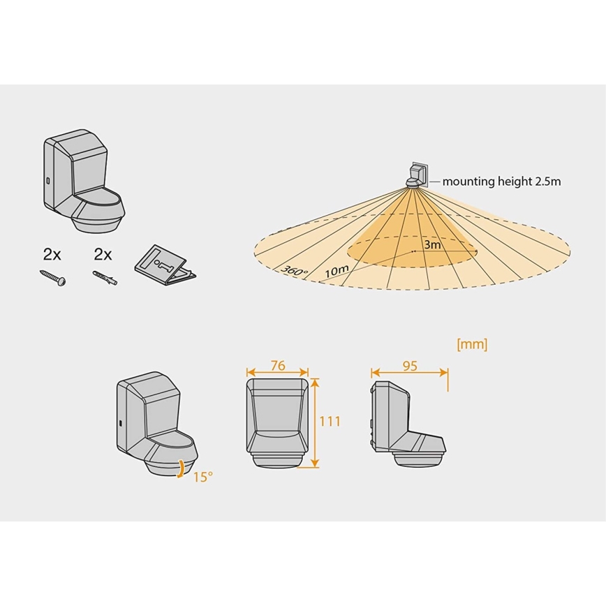 Ledvance - Екстериорен инфрачервен сензор за движение 230V IP55 антрацит